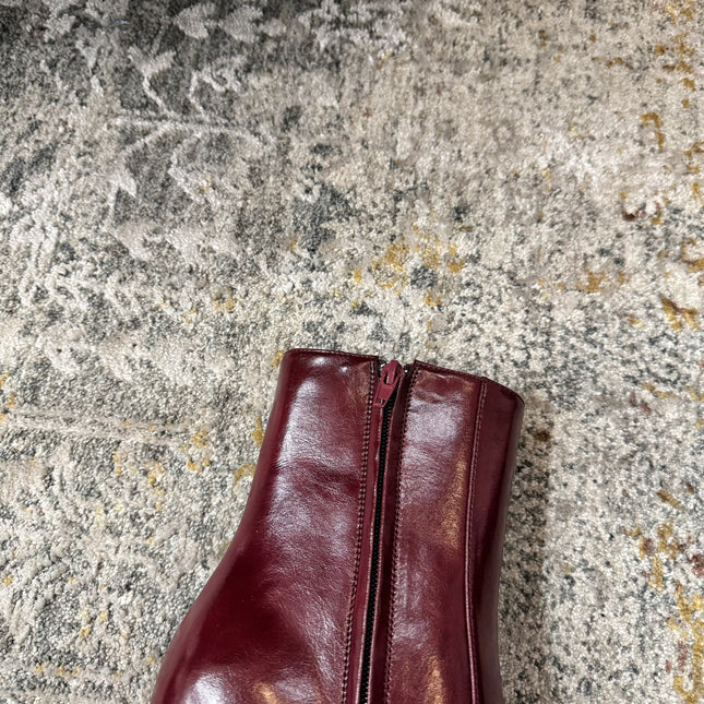 YSL 26S ANKLE BOOTS 70 MM IN DARK RED SHINY CALFSKIN