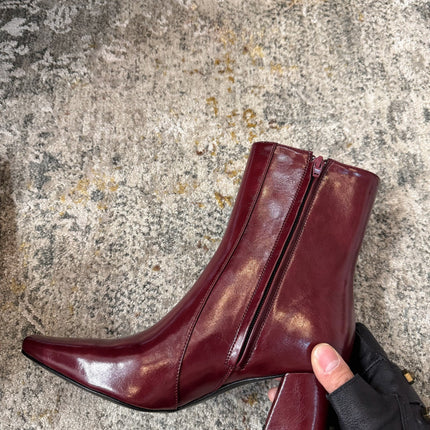 YSL 26S ANKLE BOOTS 70 MM IN DARK RED SHINY CALFSKIN