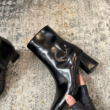 YSL 26S ANKLE BOOTS 70 MM IN BLACK SHINY CALFSKIN
