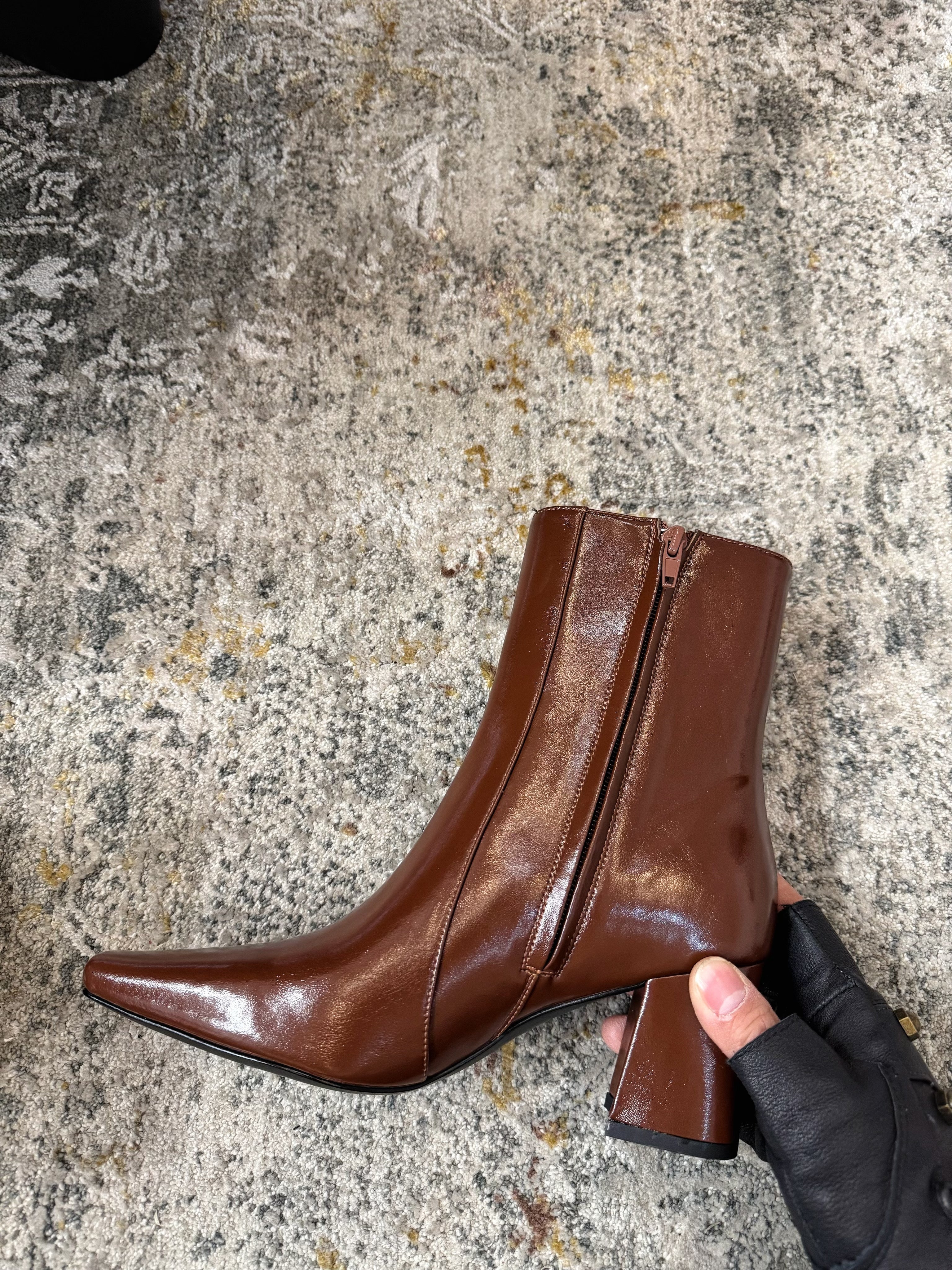 YSL 26S ANKLE BOOTS 70 MM IN BROWN SHINY CALFSKIN