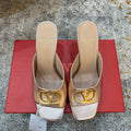 VALENTINO 26S HIGH HEEL SANDALS 105 MM IN METALLIC ROSE GOLD CALFSKIN