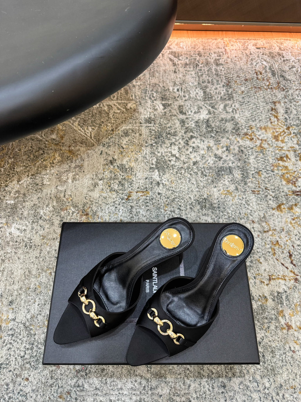 YSL 26S POINTED TOE HIGH HEEL SANDALS 65 MM IN BLACK FABRIC