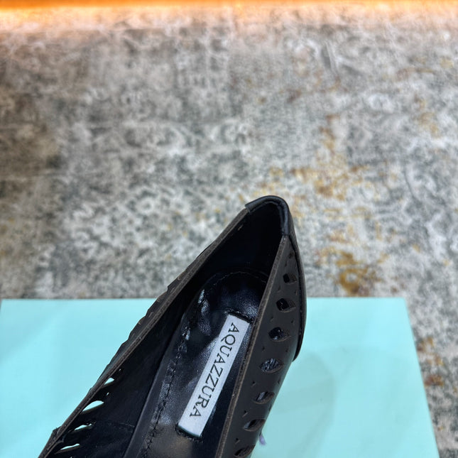AQUAZZURA 26S HIGH HEELS 110 MM IN BLACK CALFSKIN