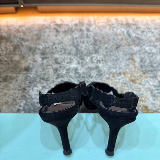 AQUAZZURA 26S SLINGBACK 60 MM IN BLACK SUEDE