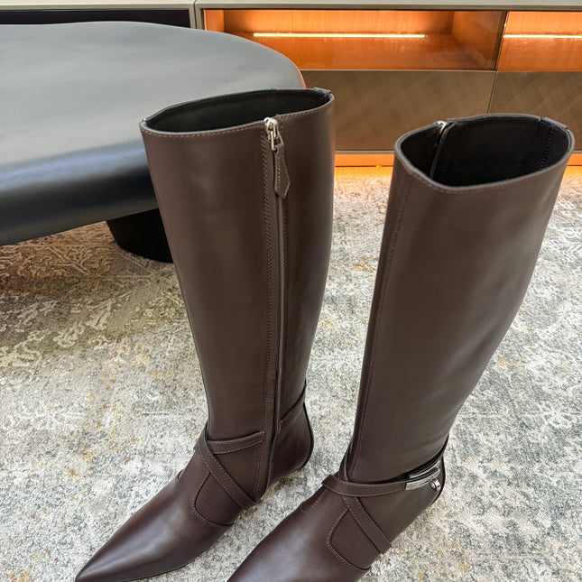 HM 26S KNEE-HIGH BOOTS 35 MM IN DARK BROWN CALFSKIN