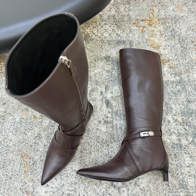 HM 26S KNEE-HIGH BOOTS 35 MM IN DARK BROWN CALFSKIN