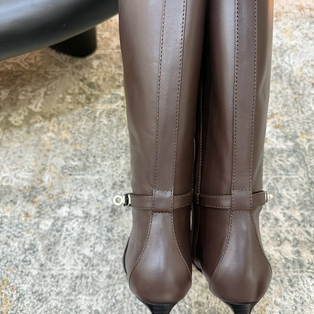 HM 26S KNEE-HIGH BOOTS 35 MM IN DARK BROWN CALFSKIN
