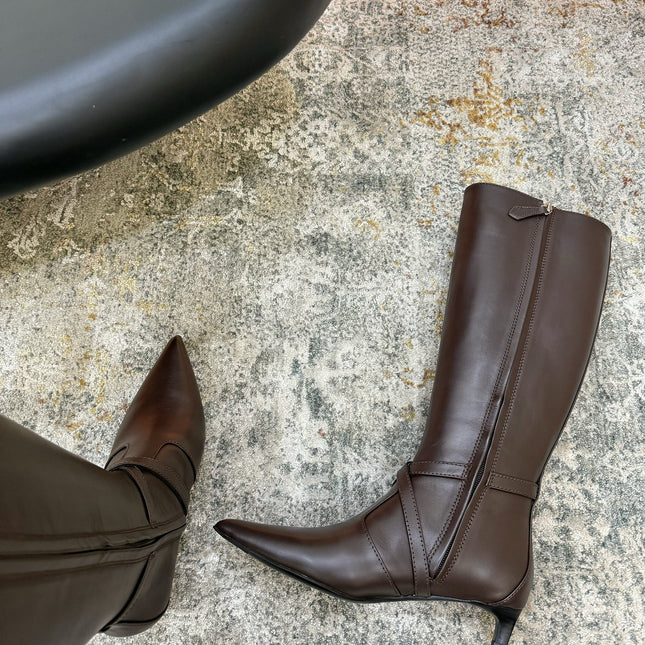 HM 26S KNEE-HIGH BOOTS 35 MM IN DARK BROWN CALFSKIN