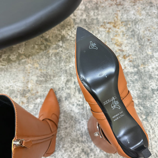 HM 26S KNEE-HIGH BOOTS 35 MM IN COGNAC BROWN CALFSKIN