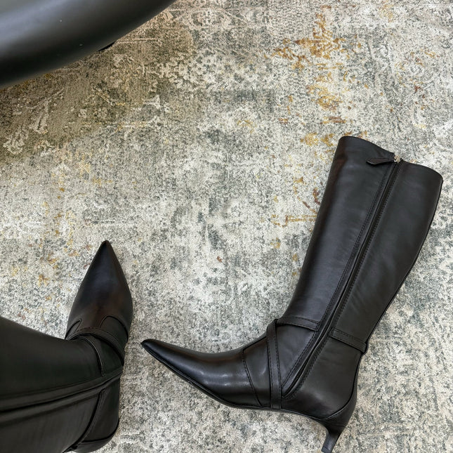 HM 26S KNEE-HIGH BOOTS 35 MM IN BLACK CALFSKIN
