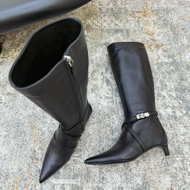 HM 26S KNEE-HIGH BOOTS 35 MM IN BLACK CALFSKIN