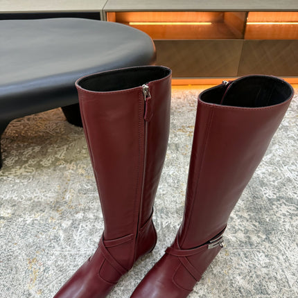 HM 26S KNEE-HIGH BOOTS 35 MM IN WINE RED CALFSKIN