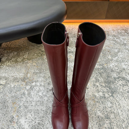 HM 26S KNEE-HIGH BOOTS 35 MM IN WINE RED CALFSKIN