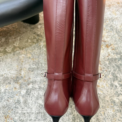 HM 26S KNEE-HIGH BOOTS 35 MM IN WINE RED CALFSKIN