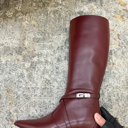 HM 26S KNEE-HIGH BOOTS 35 MM IN WINE RED CALFSKIN