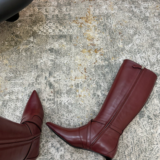 HM 26S KNEE-HIGH BOOTS 35 MM IN WINE RED CALFSKIN