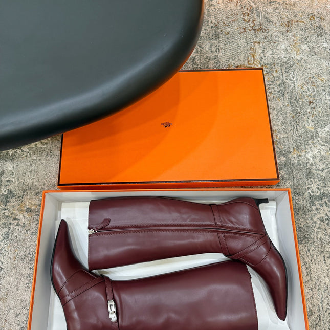 HM 26S KNEE-HIGH BOOTS 35 MM IN WINE RED CALFSKIN