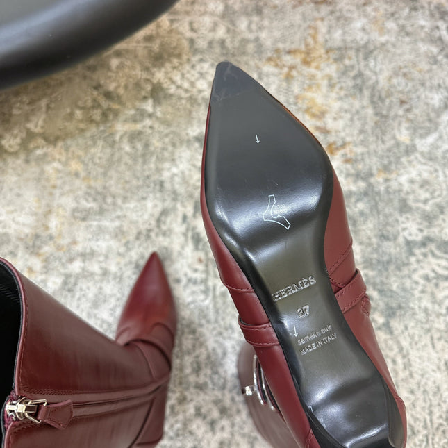 HM 26S KNEE-HIGH BOOTS 35 MM IN WINE RED CALFSKIN
