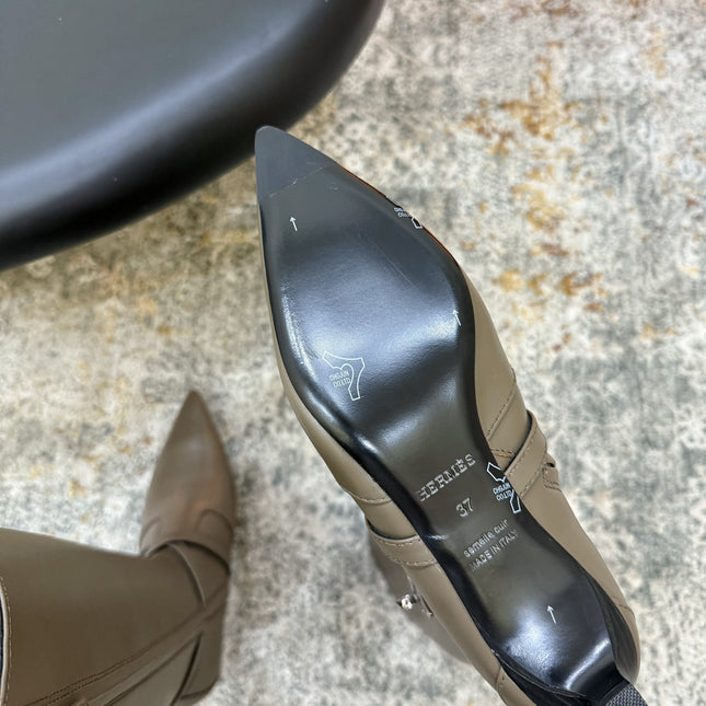 HM 26S KNEE-HIGH BOOTS 35 MM IN KHAKI GREY CALFSKIN