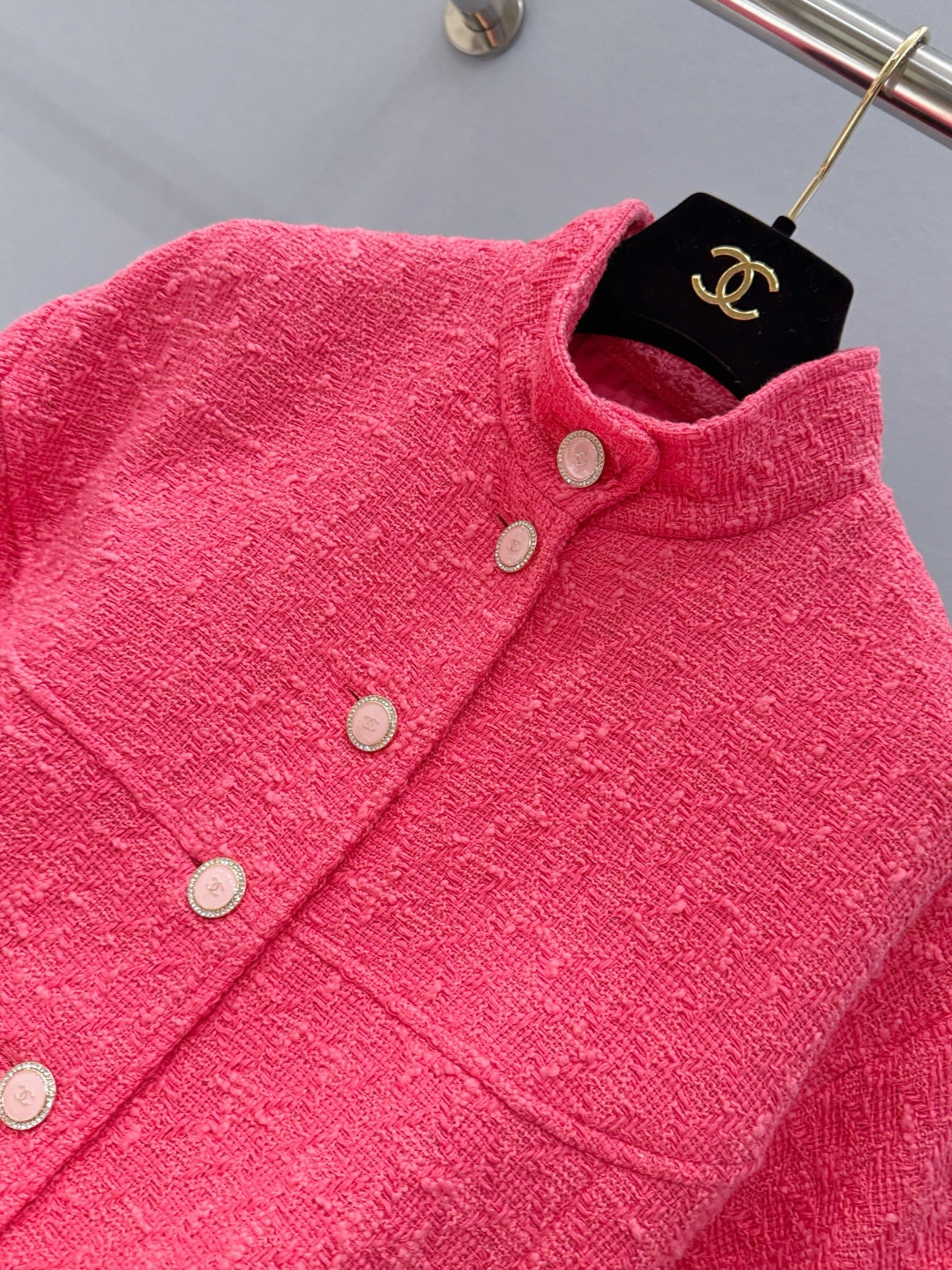 CHANEL 26S SHORT-SLEEVE STAND COLLAR JACKET 889