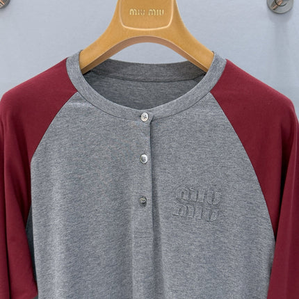 MIUMIU 26S LONG SLEEVE BUTTONED T-SHIRT 895