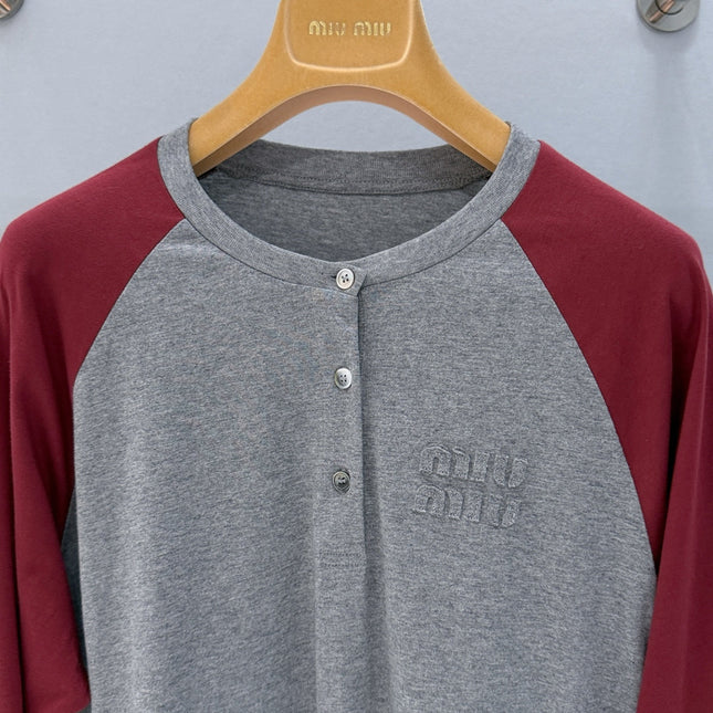 MIUMIU 26S LONG SLEEVE BUTTONED T-SHIRT 895