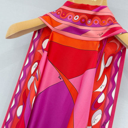 PUCCI 26S SCARF TOP IN PINK AND RED PRINTED SILK