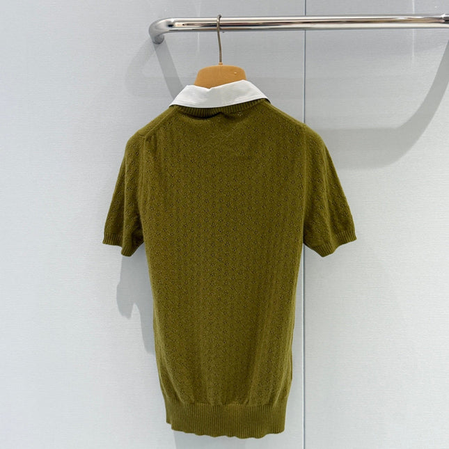 MIUMIU 26S SHORT-SLEEVED KNIT POLO SHIRT STYLE 1062