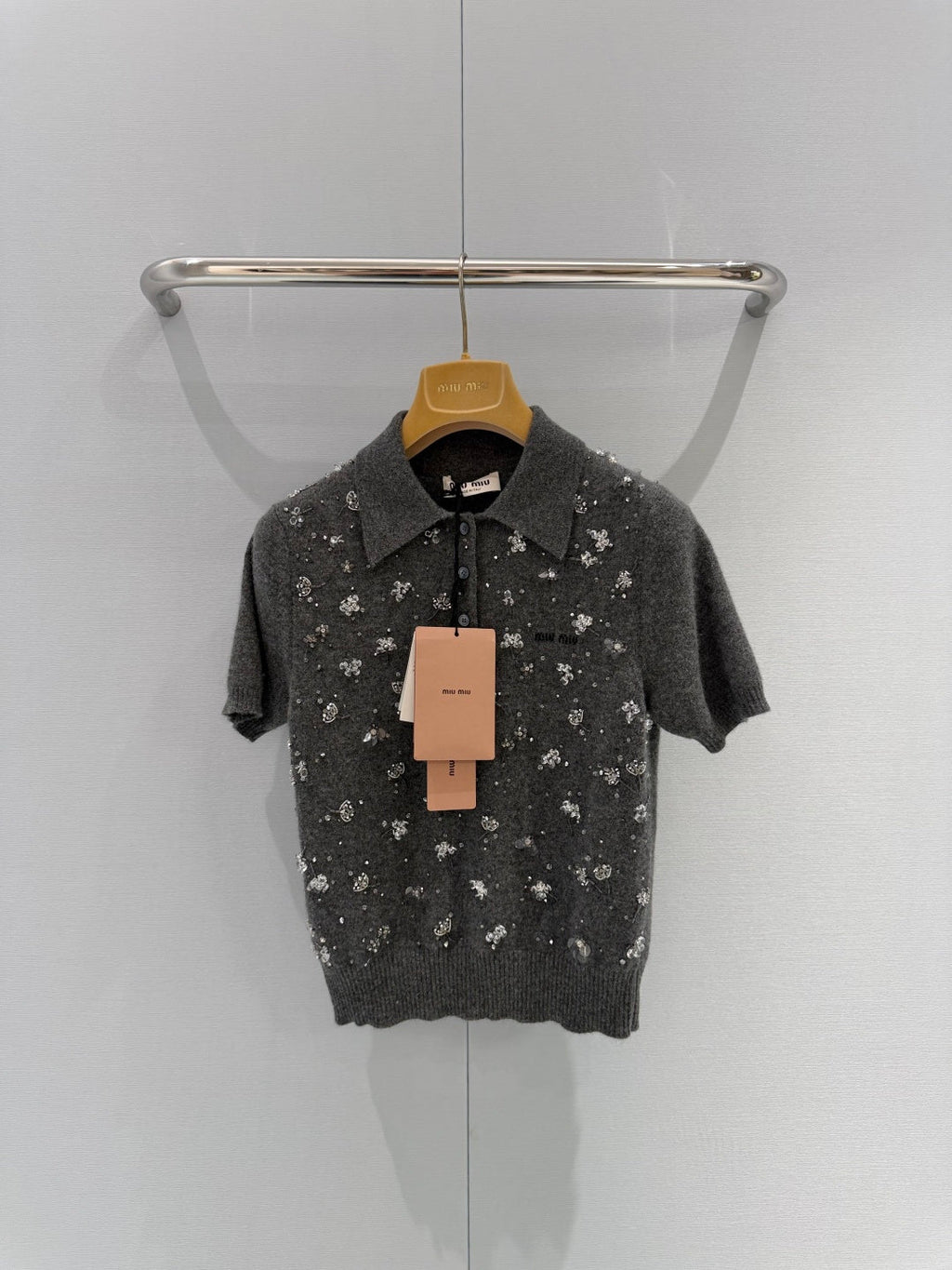MIUMIU 26S SHORT-SLEEVED KNIT POLO SHIRT STYLE 1061