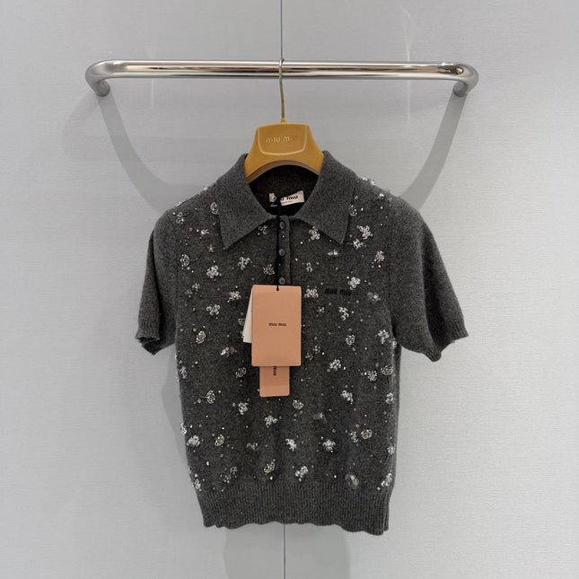 MIUMIU 26S SHORT-SLEEVED KNIT POLO SHIRT STYLE 1061