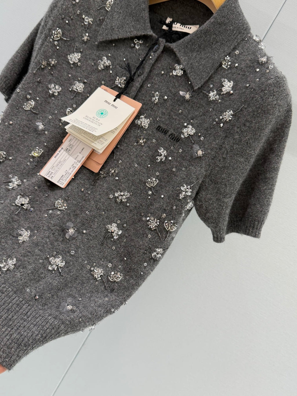 MIUMIU 26S SHORT-SLEEVED KNIT POLO SHIRT STYLE 1061