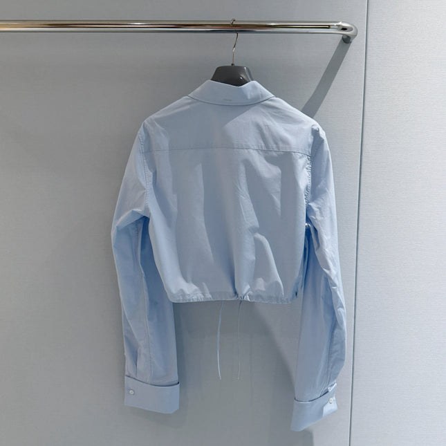 PRADA 26S CROPPED LONG-SLEEVE SHIRT 1086