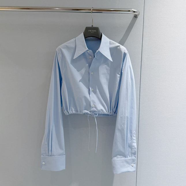 PRADA 26S CROPPED LONG-SLEEVE SHIRT 1086