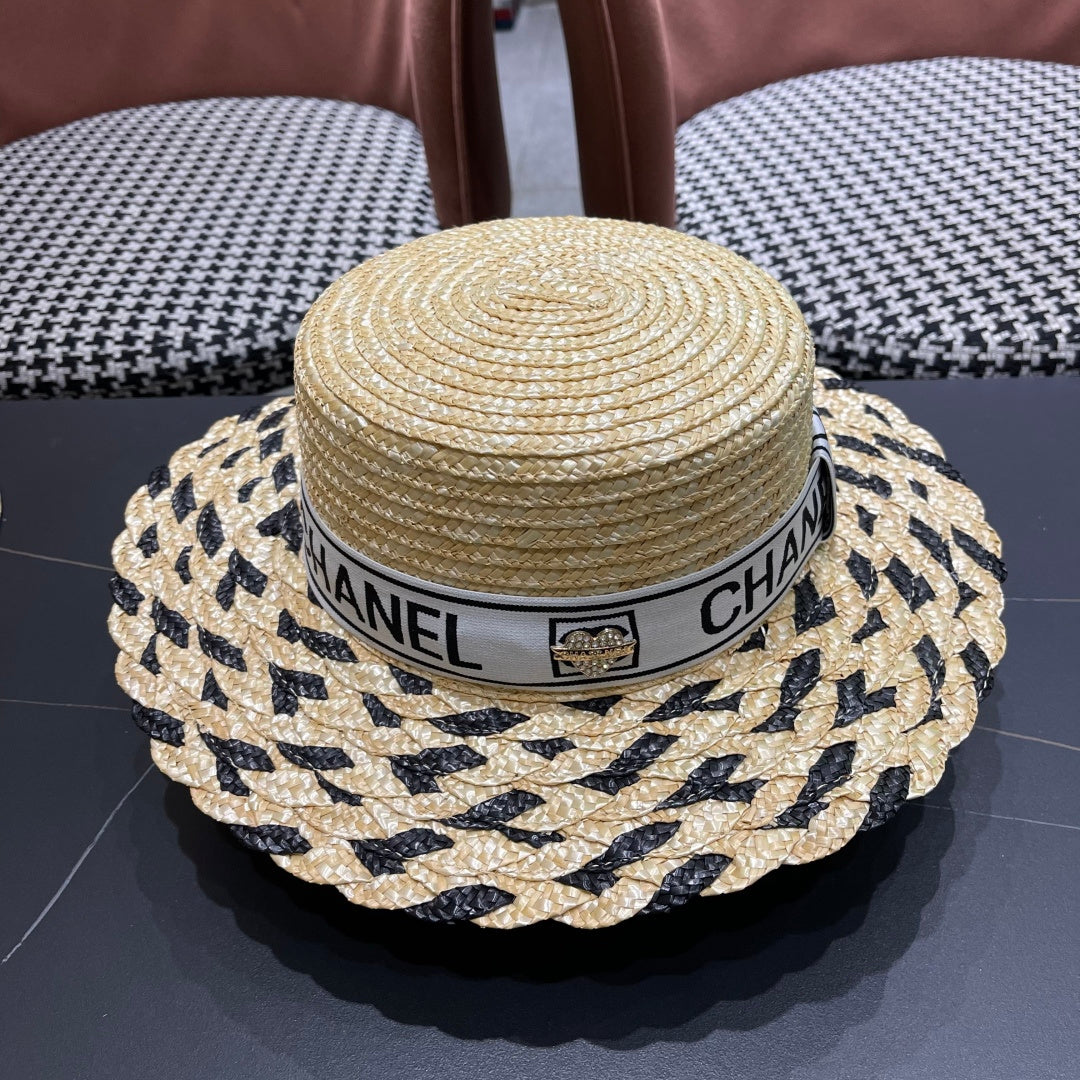 CHANEL 26S BOATER STRAW HAT 337946