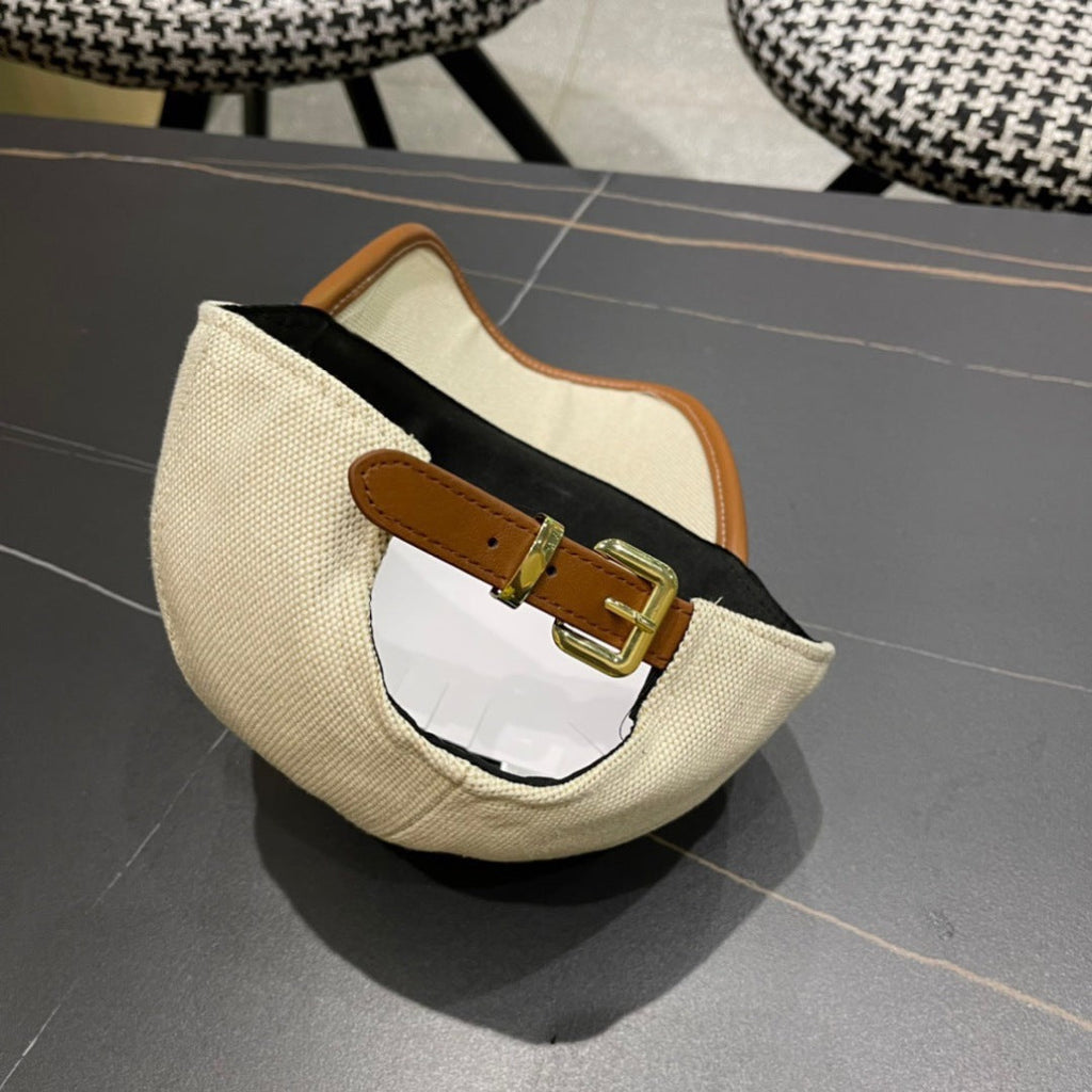 MIUMIU BASEBALL CAP IN LIGHT BEIGE FABRIC AND CALFSKIN
