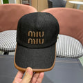 MIUMIU BASEBALL CAP IN BLACK DENIM AND CALFSKIN