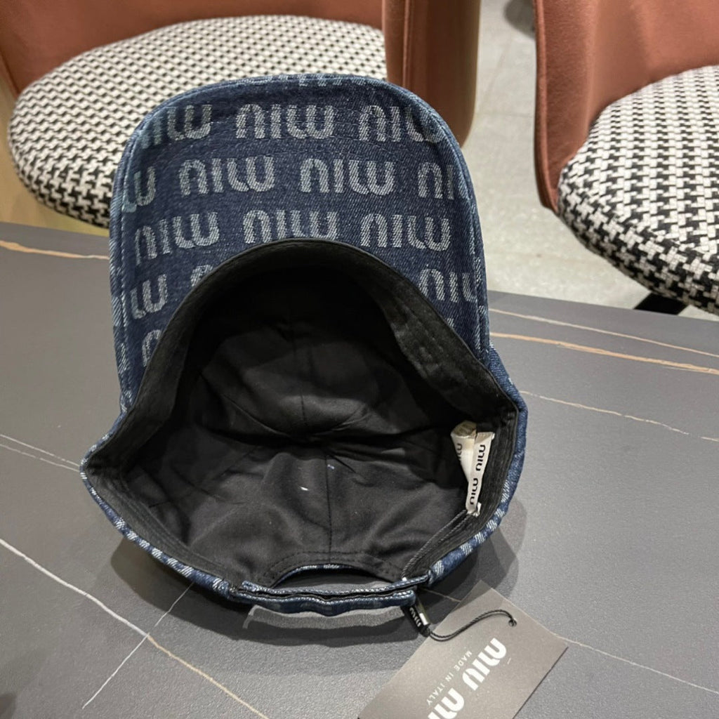 MIUMIU BASEBALL CAP IN BLUE DENIM