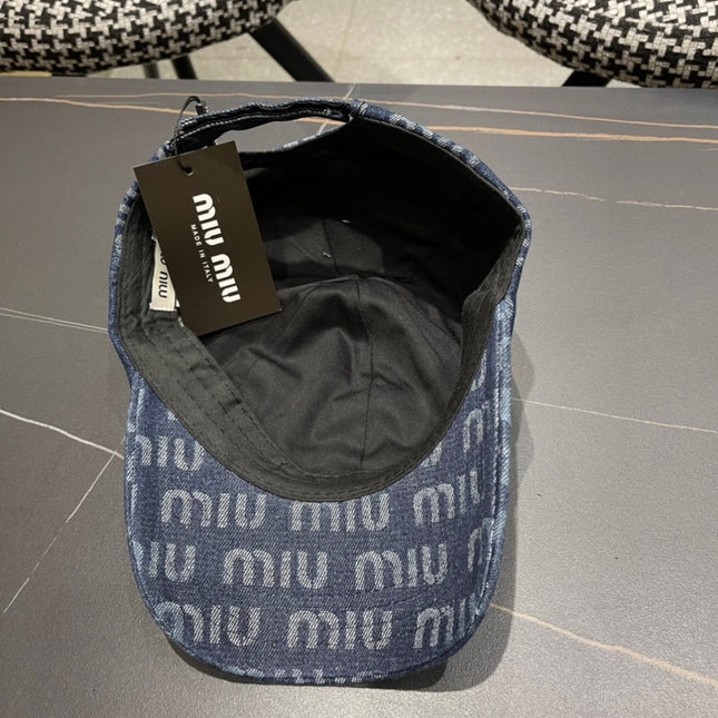 MIUMIU BASEBALL CAP IN BLUE DENIM
