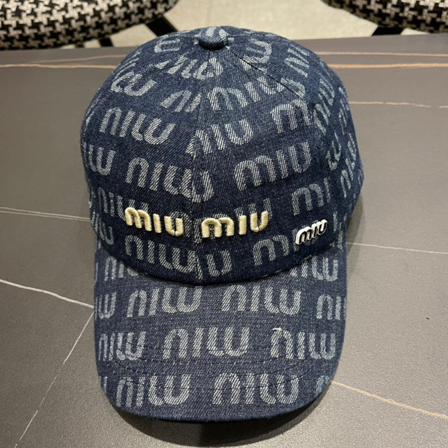 MIUMIU BASEBALL CAP IN BLUE DENIM