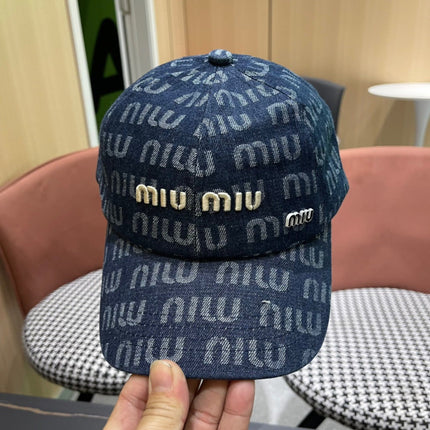 MIUMIU BASEBALL CAP IN BLUE DENIM