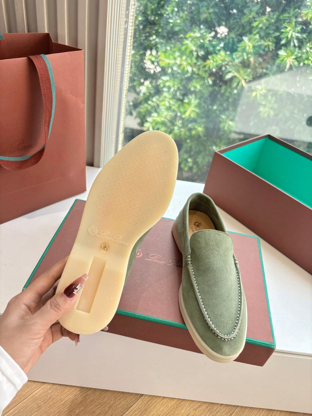 LP LOAFERS 25S IN OLIVE GRAY CASHMERE