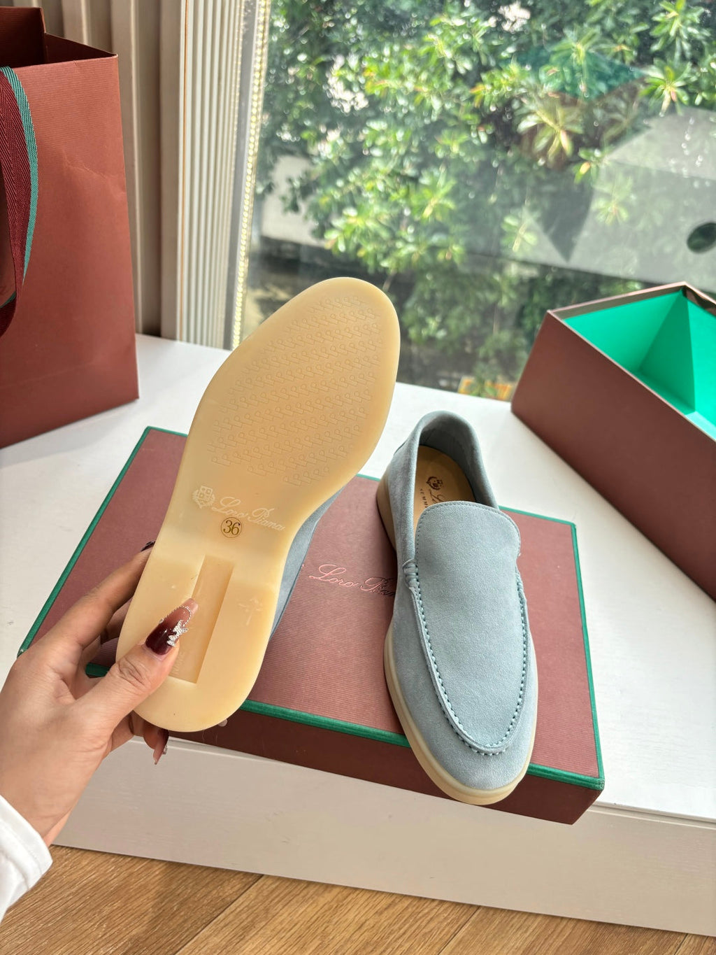 LP LOAFERS 25S IN DUSTY GREEN GRAY CASHMERE