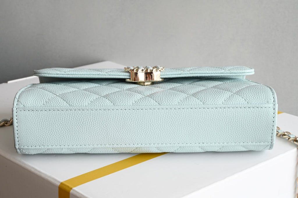 CHANEL 25S KELLY 18 CM IN SOFT MINT BLUE LAMBSKIN