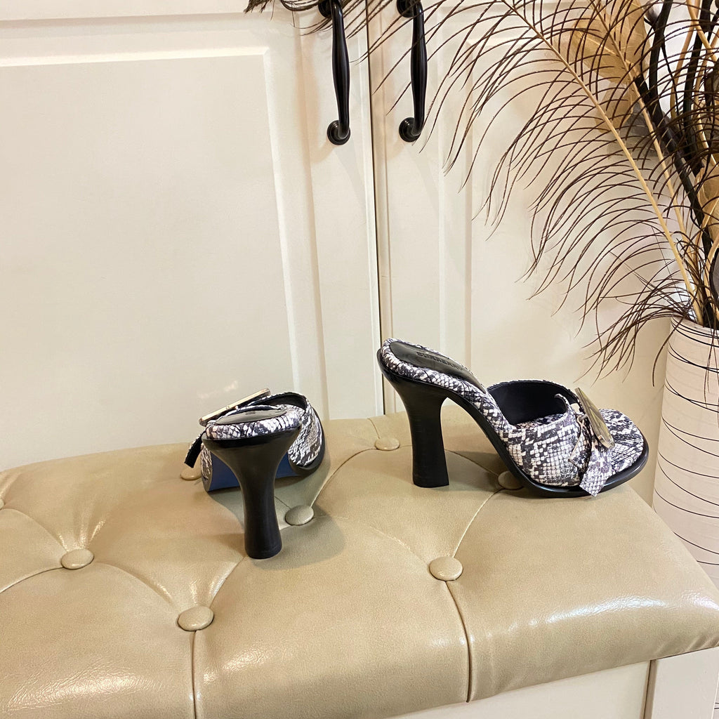 BURBERRY 26S HEELED SANDALS 100 MM IN SNAKESKIN PRINT CALFSKIN