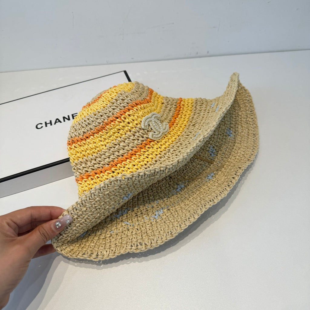 CHANEL 26S CROCHETED STRAW BUCKET HAT 337964