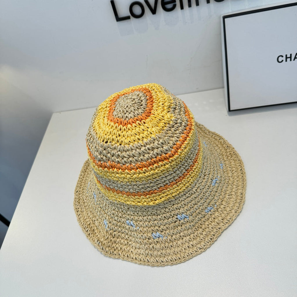 CHANEL 26S CROCHETED STRAW BUCKET HAT 337964