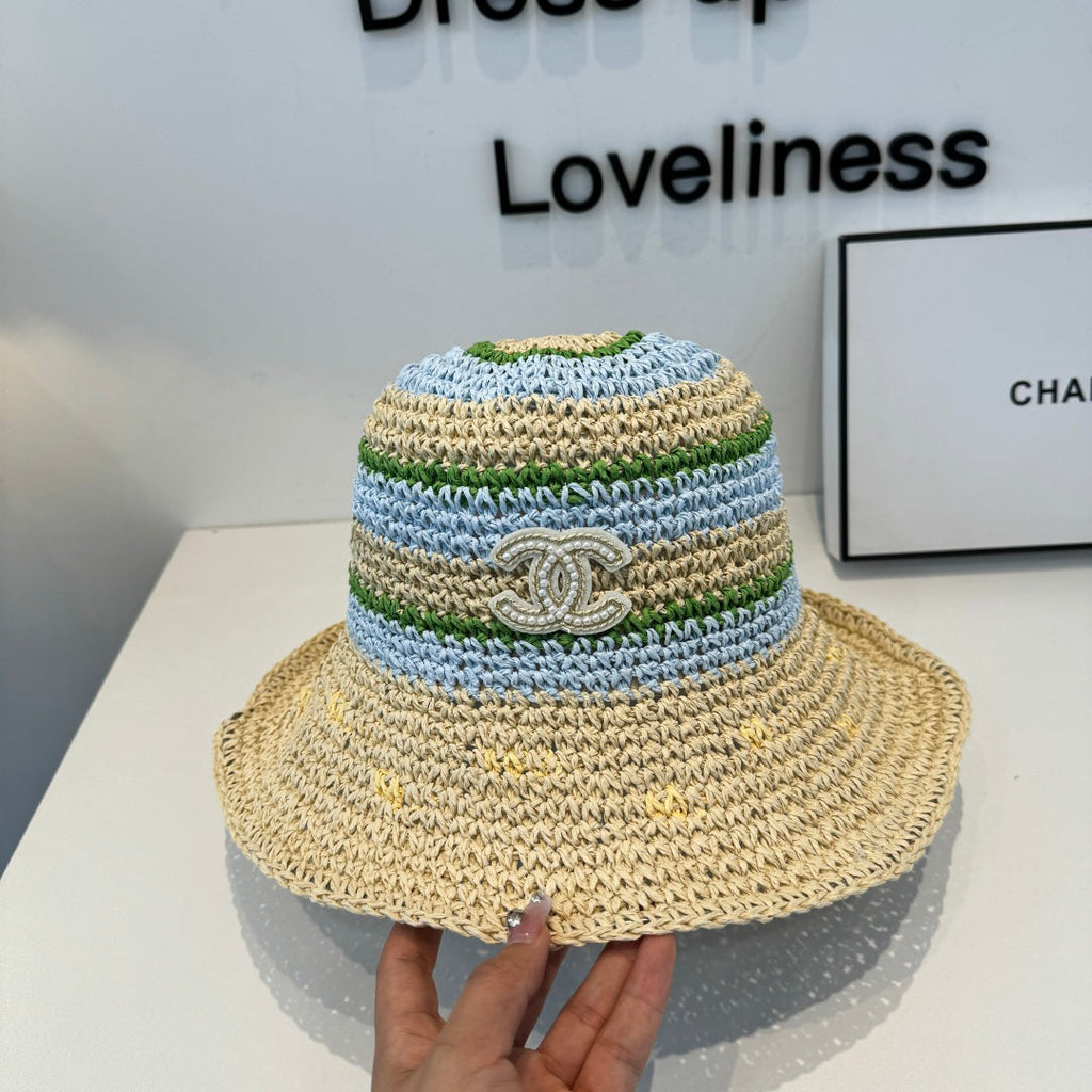 CHANEL 26S CROCHETED STRAW BUCKET HAT 337965