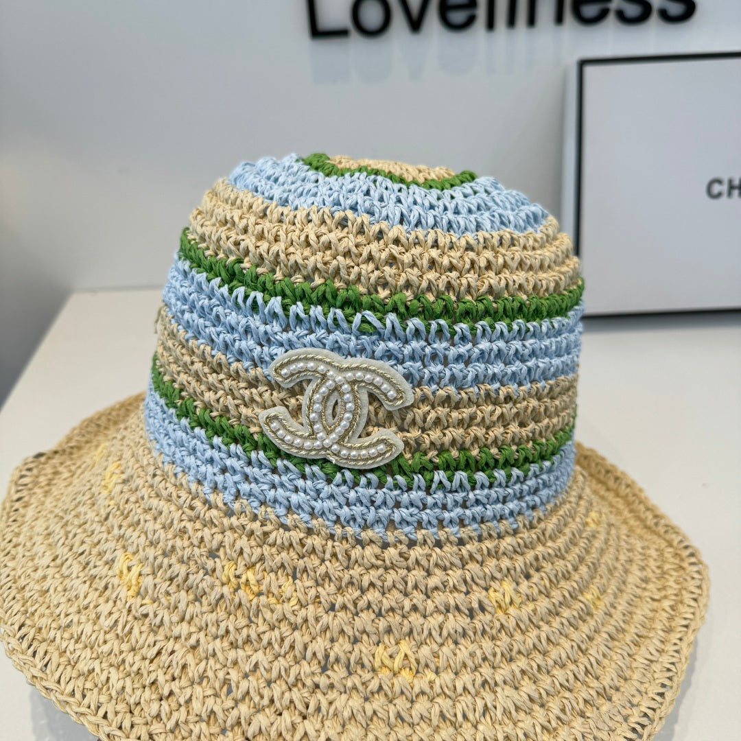 CHANEL 26S CROCHETED STRAW BUCKET HAT 337965