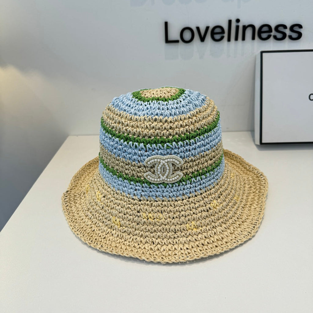 CHANEL 26S CROCHETED STRAW BUCKET HAT 337965