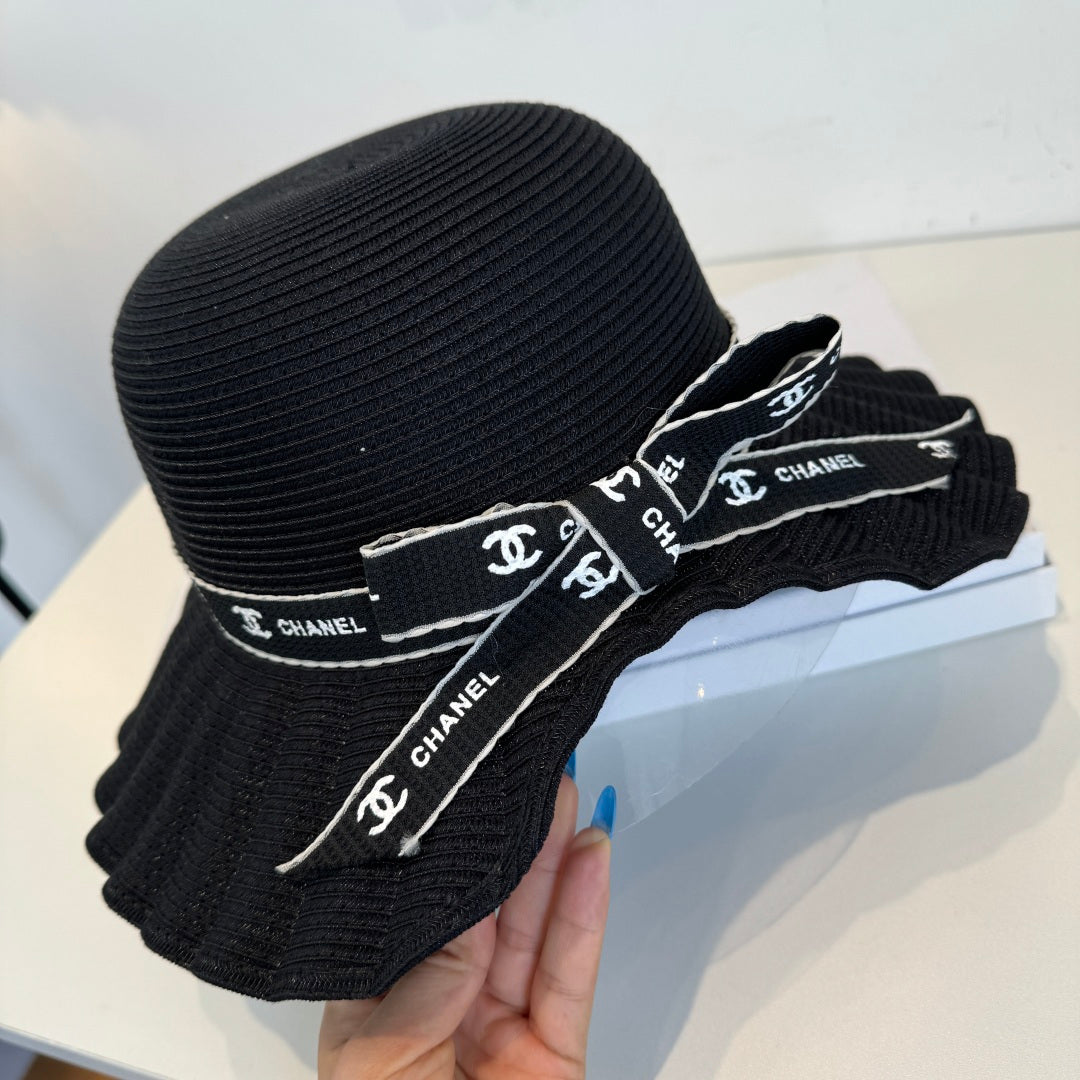 CHANEL 26S WIDE-BRIM HAT WITH LOGO BAND 337954